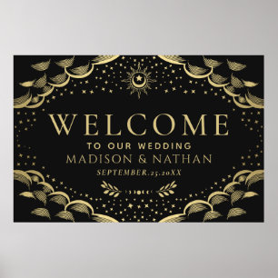 Gold Gothic Tarot Card Hochzeit Begrüßung Großes Z Poster