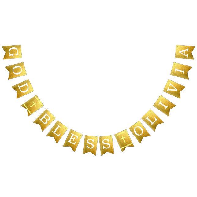 Gold Gott segne 6 Briefe Name Taufgemeinschaft Wimpelkette (Alle)