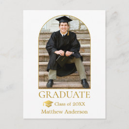 Gold Grad Cap Modernes Arch Foto Abschluss Postkarte