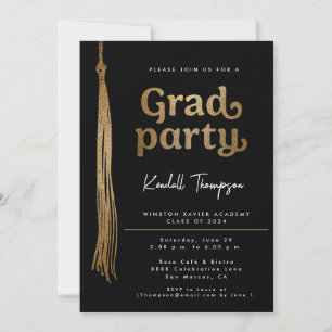 Gold Grad Cap tassel Custom Graduation Party Einladung