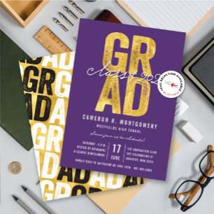 Gold GRAD Class of 2025 Stilvolle Graduation Party Einladung