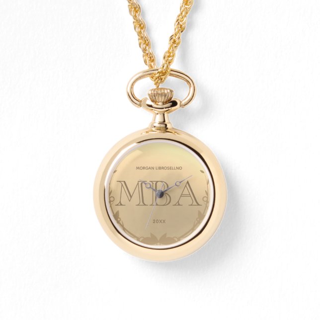 Gold Grad Name MBA Abschluss Armbanduhr (Vorderseite)