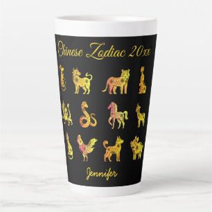 Gold Gradient Chinese Zodiac Animal Black Milchtasse