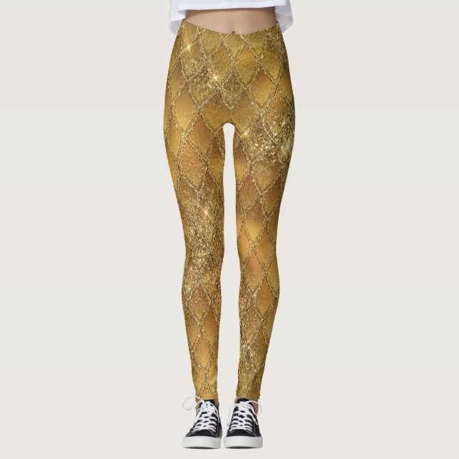 Gold Gradient Dragon Scales Leggings (Vorderseite)