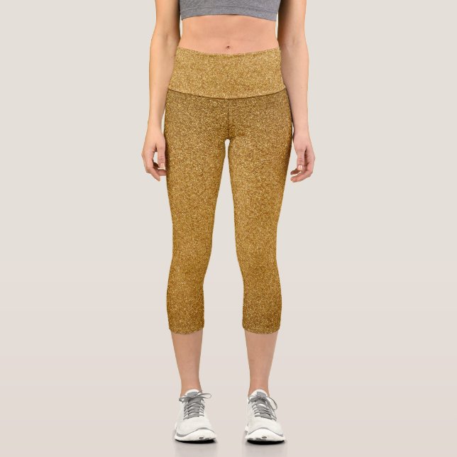 Gold Gradient Glitzer Capri Leggings (Vorderseite)