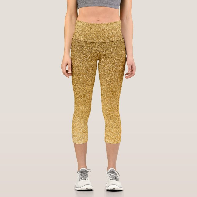 Gold Gradient Glitzer Capri Leggings (Vorderseite)