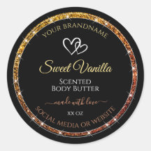 Gold Gradient Glitzer Frame Black Product Labels