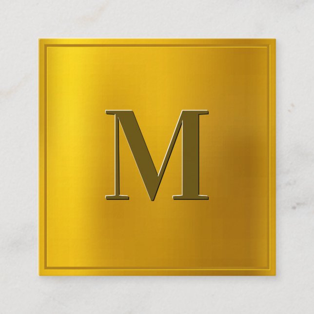 Gold Gradient Hintergrund | Monogramm Quadratische Visitenkarte (Vorderseite)