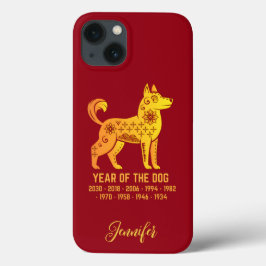 Gold Gradient Jahr des Hundes Zodiac Name Red Case-Mate iPhone Hülle