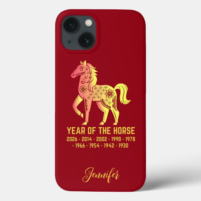 Gold Gradient Jahr des Pferdes Zodiac Name Rot Case-Mate iPhone Hülle (Rückseite)