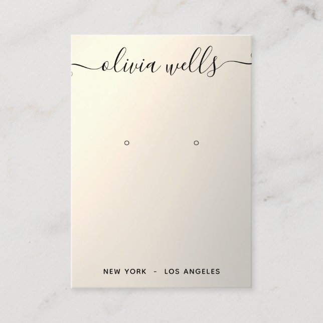 Gold Gradient Script Earring Display Business Card Visitenkarte (Vorderseite)