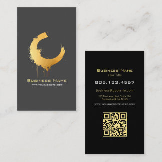 Gold Gradient Swirl Custom Editable with QR Code Visitenkarte