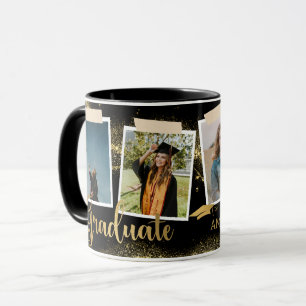 Gold Graduate Foto Collage Black Abschluss Tasse