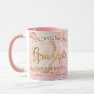 Gold Graduate Herzlichen Glückwunsch Rosa Abschlus Tasse