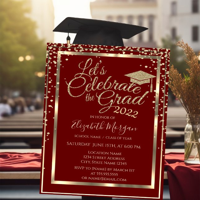 Gold Graduation Cap Diamonds Abschluss Einladung (Von Creator hochgeladen)