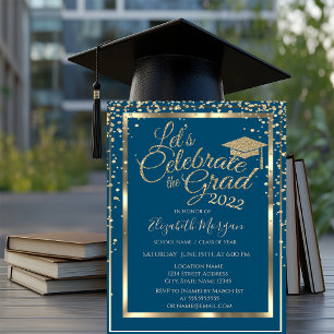 Gold Graduation Cap Diamonds Abschluss Einladung