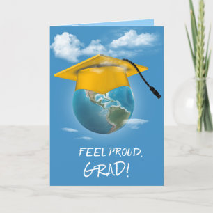 Gold Graduation Cap on Planet Earth Karte