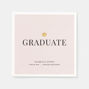Gold Graduation Cap Pink Abschluss Paper Serviette