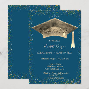 Gold Graduation Cap Tassel Graduation Party Einladung