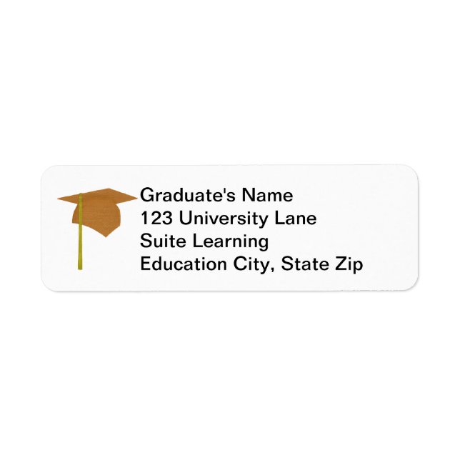 Gold Graduation Cap, Yellow Tassel Address Labels (Vorne)