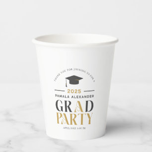 Gold Grau Abschlussfeier Retro-Typografie Pappbecher