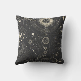 Gold Grau Abstrakt Dream Dark Boho Square Pillow Kissen