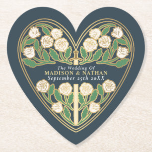 Gold Grau Royal Mittelalterlich Floral Schwert Hoc Untersetzer
