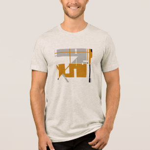 Gold Grau Schwarz MCM-inspiriert Geometrisch Abstr Tri-Blend Shirt