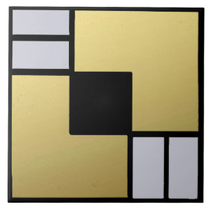 Gold, Grau und Schwarz Art Deco Keramik Tile Fliese