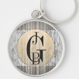 Gold, Graue Marmor und Streifenmuster Schlüsselanhänger