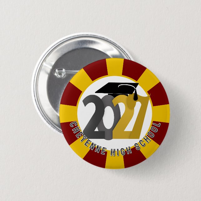 Gold Gray Abschlussjahrgang 2027 Button (Vorne & Hinten)