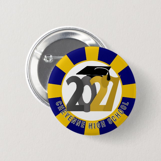 Gold Gray Abschlussklasse 2027 Abitur/Abschlussfei Button (Vorne & Hinten)