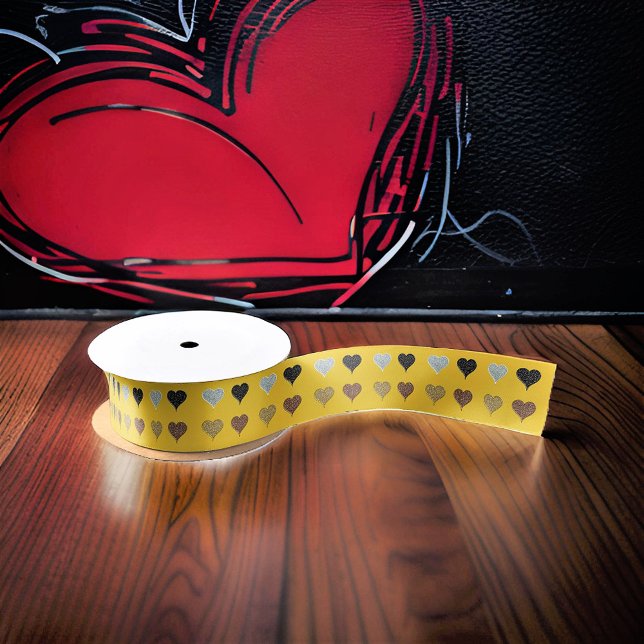 Gold Gray Black Brown Hearts Satinband (Von Creator hochgeladen)