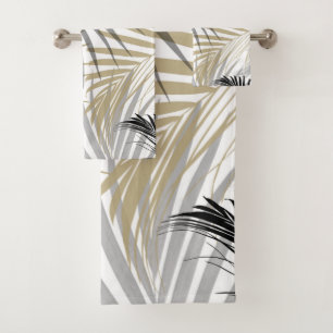 Gold Gray Black Palm Blätter Traumstrecke - Cali Badhandtuch Set