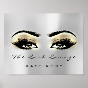 Gold Gray Brown Makeup Artist Beauty Studio Lashes Poster