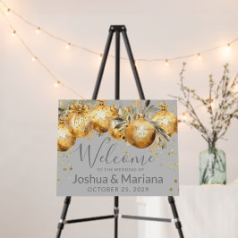 Gold Gray Christmas Welcome Sign