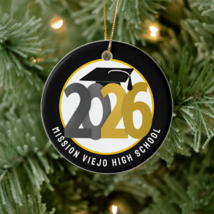 Gold Gray Class 2026 Foto Abschluss Keramik Ornament