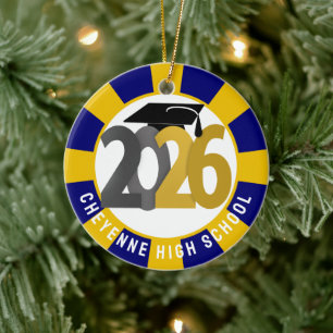 Gold Gray Class 2026 Foto Abschluss Keramik Ornament