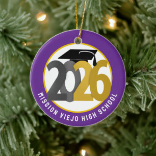Gold Gray Class 2026 Foto Abschluss Keramik Ornament