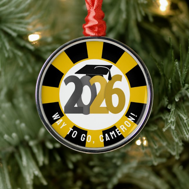 Gold Gray Class of 2026 Abschluss Ornament Aus Metall (Baum)