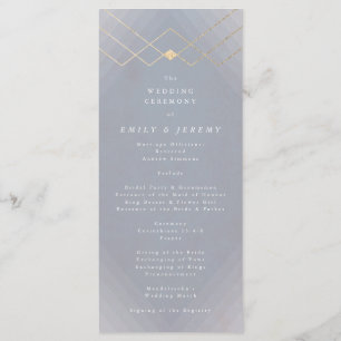 Gold Gray Elegance Diamond Geo Deko Wedding Programm