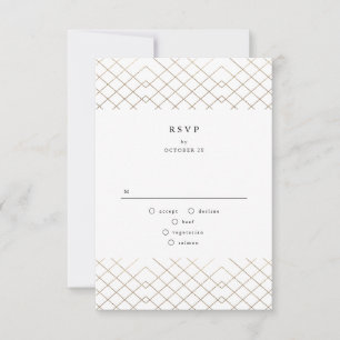 Gold Gray Elegance Diamond Geo Deko Wedding RSVP Karte