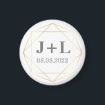 Gold Gray Monogram Wedding Save the Date Favor Magnet<br><div class="desc">Ein einfaches,  klassisches Design,  das jeden Lebensraum ergänzen wird. Funktioniert genauso gut wie ein Dattelmagnet,  Gastgeschenk Hochzeit oder eine wunderschöne Erinnerung für die Neugeborenen!</div>