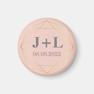 Gold Gray Monogram Wedding Save the Date Favor Magnet