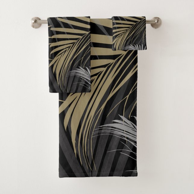 Gold Gray Palm Blätter Dream - Cali Summer Vibes # Badhandtuch Set (Insitu)