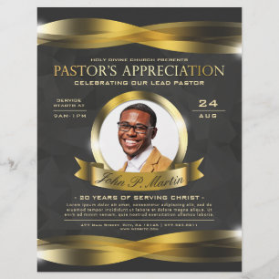 Gold & Gray Pastor's Apprecife Kirche Flyer