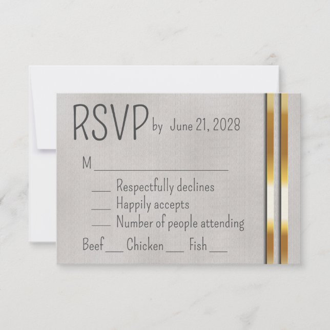 Gold & Gray Wedding RSVP (Vorderseite)