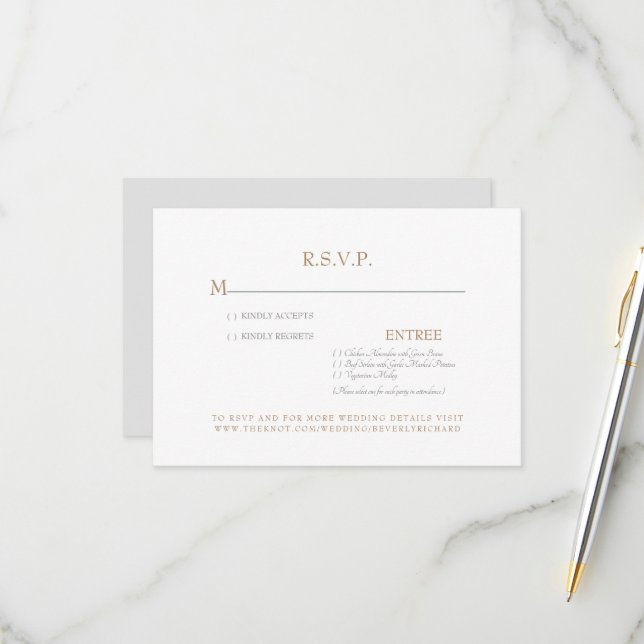 Gold & Gray Wedding RSVP Card (Vorderseite/Rückseite Beispiel)