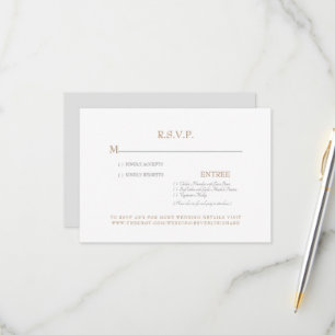 Gold & Gray Wedding RSVP Card Karte