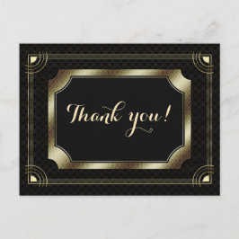 Gold Great Gatsby Art Deco 20s Hochzeit Vielen Dan Postkarte